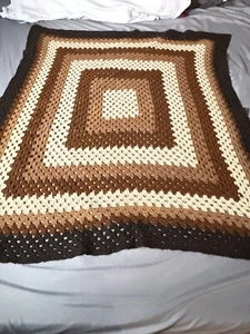 Granny Square Crochet Afghan Blanket Vintage 50”x45” - Picture 1 of 11