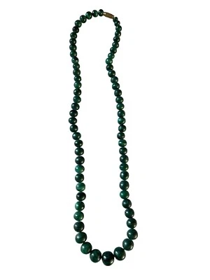 Collar verde con cuentas graduadas de piedras preciosas de malaquita 22" cierre giratorio dorado Foto 1 de 4