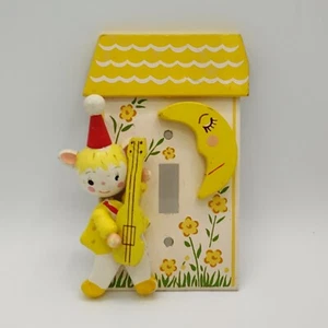 Vtg IRMI Painted Wood Light Switch Cover Nursery Rhyme Cat and the Fiddle Italy - Picture 1 of 9