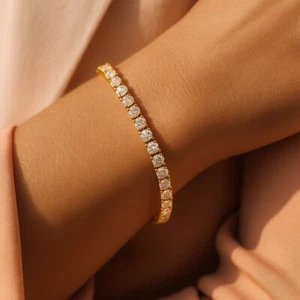 8.00Ct 100% Natural Diamond Tennis Bracelet | 18K Yellow Gold | Best Offer - Picture 1 of 14