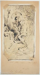 Impresionante dibujo a tinta italiano antiguo maestro de San Jerónimo orando en el desierto - Imagen 1 de 9