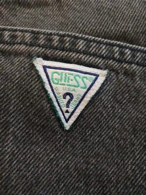 Vintage Guess Denim Black Shorts - Zipper - Image 1 of 4