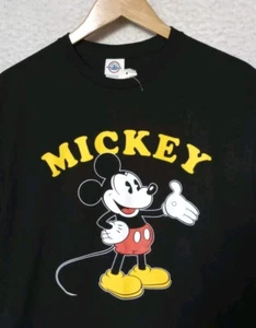 Mickey Mouse Delta Pro Weight Black Cotton Short Sleeve Graphic T Shirt Sz L NEW - Picture 1 of 8
