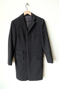 Mens J Crew Mayfair Topcoat Cashmere Blend Dark Gray Jacket Coat XS Satin Lined - Picture 1 of 4