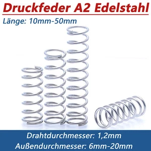 Compression Spring Wire Dia 1.2mm Pressure / Coil Springs A2/304 Stainless Steel - Picture 1 of 8