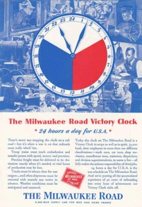 1943 Milwaukee Road: Victory Clock Vintage Print Ad - Bild 1 von 1