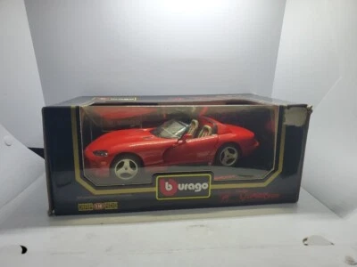 Dodge Viper RT/10 1992 Burago escala 1/18 fundido a presión y plástico 3025 rojo con caja Foto 1 de 4