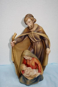 Hl. Familia, Belén de Bloque, 40 cm Talla en Madera Manfred Bird - Imagen 1 de 10