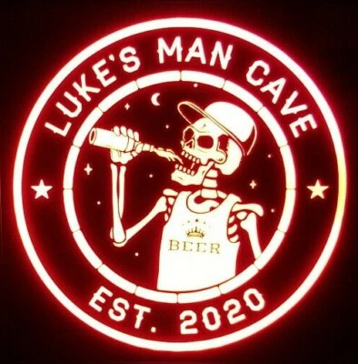 Letrero LED de cerveza personalizado personalizado, transmisión en vivo letrero iluminado, hombre cueva no neón Foto 1 de 4