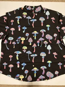 Black Mushroom Button Down Shirt 3xL Only - Picture 1 of 5