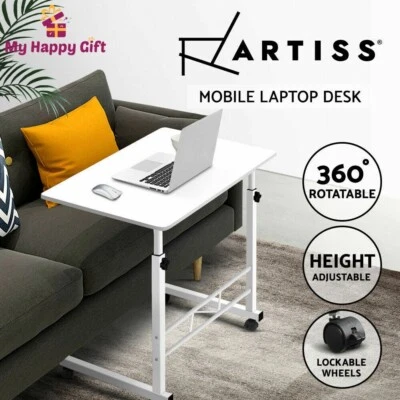 Artiss Laptop Table Laptop Desk Portable Mobile Adjustable Bedside Desk White - image 1 of 4