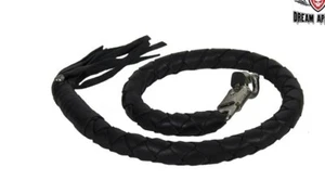 Motorcycle Old School Biker Get Back Black Whip 42" Long Real Leather 2" Thick - Picture 1 of 4