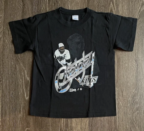 Vintage 90s Wayne Gretzky NHL Hockey LA Kings Los Angeles Salem T Shirt Youth Cover