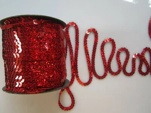 10 METER Pailletten Borte Elegante Rot Holo waschbar 0,19€ /meter  NC DE - Picture 1 of 4