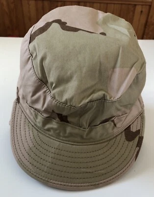 Military Desert Camouflage Class 2 Cap Combat Hat Sz 7 1/4 Ear Flaps - Image 1 of 4