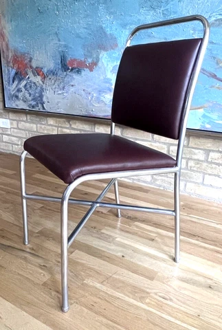 Lloyd Weber Art Deco Machine Age Chrome X Lounge Desk Chair Vtg Howell Rohde Cover