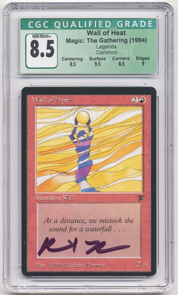 Graded Signed Wall of Heat CGC 8.5 Legends Artist Richard Thomas 1994 MTG Magic! - Image 1 of 2