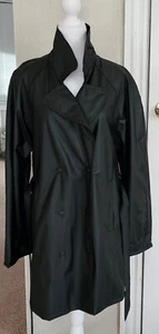 Vintage 80's Totes BLACK Light-weight Windbreaker Midi Coat Size M - Picture 1 of 12