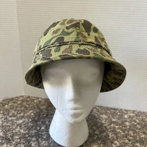VTG Lg Jones Style Hunting Cap Bucket Hat Green Frogskin Camo - Insulated - Picture 1 of 7