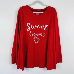 Catherines Größe 2X 22 24 Sweet Dreams Zuckerstange Weihnachten Pyjama Schlaf Oberteil rot - Bild 1 von 3