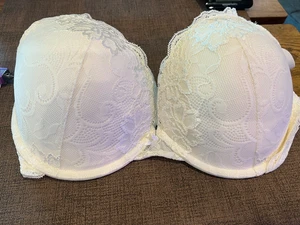 Ivory lace underwire push up bra 38DD womens padded lingerie supportive full cup - Picture 1 of 3
