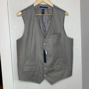 Perry Ellis Suit Waistcoat Vest Mens XL Formal Wedding Gray Lined Pockets Office - Picture 1 of 5