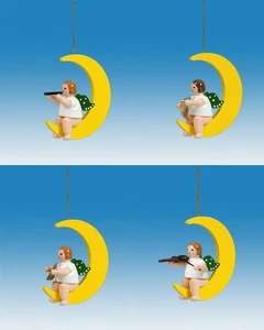 Baumbehang 4-teilig Engel auf Mond ohne Krone Höhe ca 6cm NEU Christbaumschmuck - Picture 1 of 1