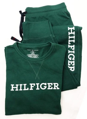 Nuevo Conjunto de pijama de 2 piezas Tommy Hilfiger verde tejido gofre camisa jogger para hombre M Foto 1 de 4