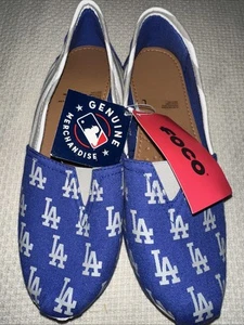 NWT Womens MLB LA Dodgers Baseball Canvas Espadrille Slip On Flat Shoes L (8) - Picture 1 of 4