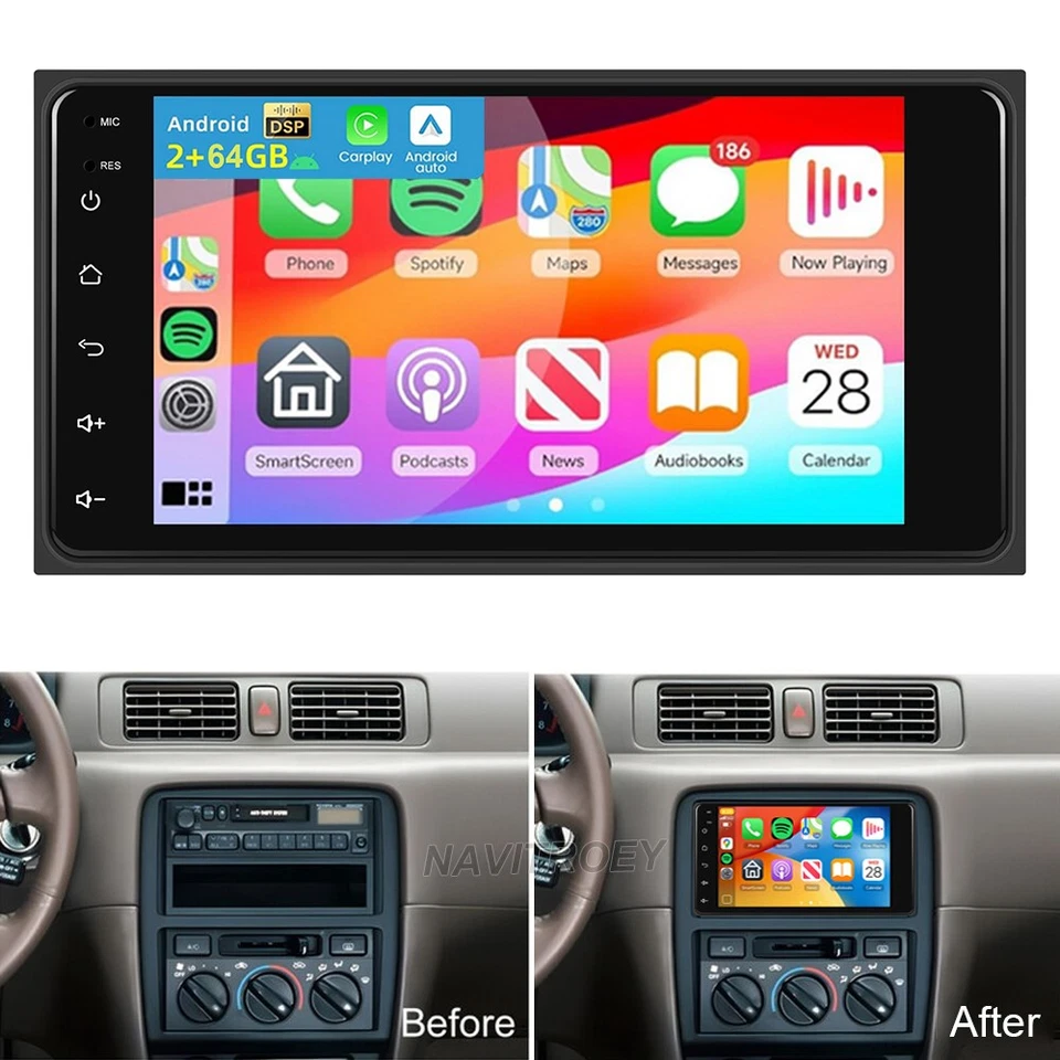 适用于 1997–2001 年 丰田 CAMRY Apple Carplay 汽车立体声收音机 Android 15 Navi GPS — 第 1/4 张图片