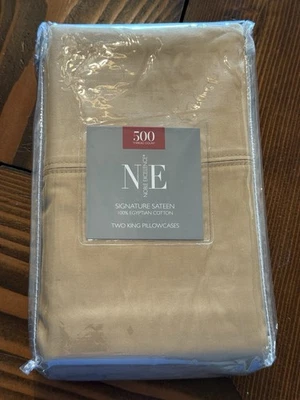 Noble Excellence NE King Size Latte Beige Pillowcases Set New 500ct - Image 1 of 3