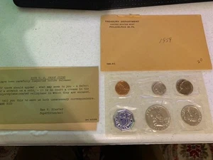 1957 Silver Proof U.S. Mint Flat Pack Set 5-Cello Sealed Coins  with envelope - Picture 1 of 3