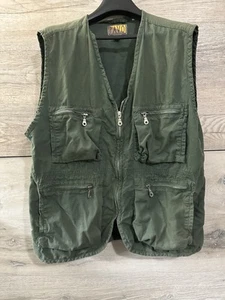 Chaleco de pesca de algodón vintage Pavo talla mediana para hombre cremalleras verdes envío gratuito - Imagen 1 de 3