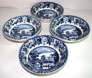 Legend British Heritage Earthenware Belmont Blue Four Soup Cereal 7” Bowls New - Picture 1 of 3