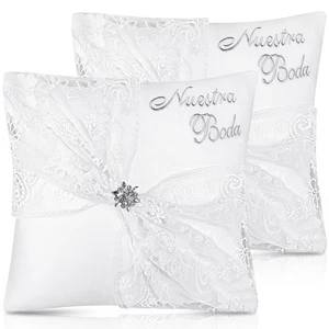 Set of 2 Wedding Kneeling Pillows Cover, 17 x 15 Inch Embroidered Nuestra Bod... - Picture 1 of 6
