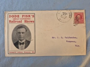 1908 Vintage DODE FISK'S RAILROAD SHOWS CIRCUS Cachet Envelope - Picture 1 of 2
