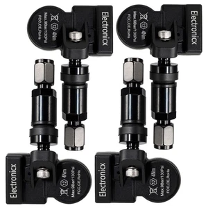 4x Tire Pressure Sensors TPMS Sensors Metal Valve Black for KIA Soul 2009-2013 - Picture 1 of 12