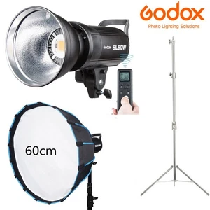 Godox SL60W LED-Video Leuchte LED Dauerlicht 5600K Studio+ Softbox +Lichtständer - Bild 1 von 12