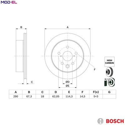 2x BRAKE DISC 0 986 479 G64 FOR LEXUS 2AR-FSE 2.5L 8AR-FTS 2.0L 4cyl IS III 2.5L - Image 1 of 4