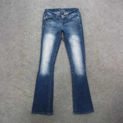 Vanity Jeans Womens 25x33 Blue Denim Sasha Bootcut Stretch Embroidered Pockets - Image 1 of 4