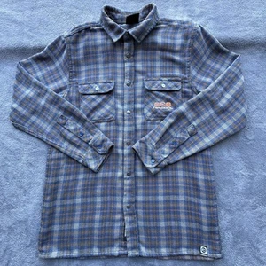 Rip Curl Shirt Mens Medium Blue Orange Flannel Chest Pockets Outdoor Western - Picture 1 of 24