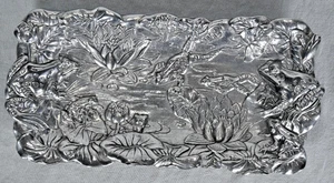 Vintage 1994 Arthur Court Silber Metall Tablett Schale mit Fröschen & Lilien Pads - Bild 1 von 5