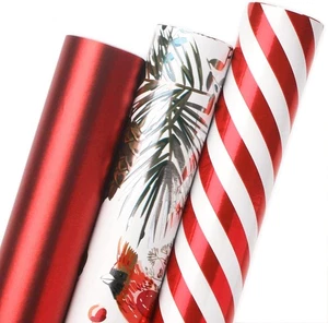Ribbli Christmas Wrapping Paper 3 Rolls Red White Gift Wrapping Paper Vintage Ch - Picture 1 of 5