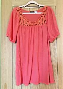 La Route Pretty Pink Tunic/Short Dress Old Size 10/ 12 Balloon Short Sleeves - Picture 1 of 9