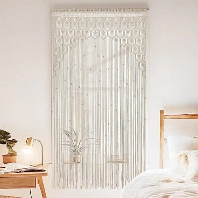 40"x75" Macrame Door Curtain Bohemia Room Divider Christmas Hanging Decoration - Image 1 of 4