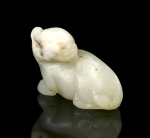FINE CHINESE YUAN / MING DYNASTY JADE LION / BEAST TOGGLE - Picture 1 of 1