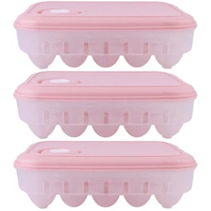 Set of 3 Eggs Food Containers with Lids Carton Stackable Holder Carrier Box - Picture 1 of 12