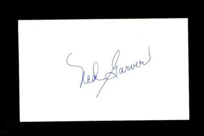 NED GARVER SIGNED 3x5 Index Card (d.2017) St. Louis Browns Tigers Athletics - Image 1 of 2