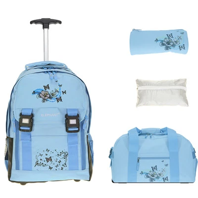 Schultrolley 4T Set Trolley Elephant Schulrucksack Mädchen 11798 Butter Hellblau - Bild 1 von 4