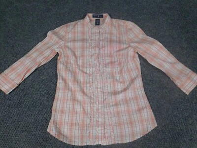Izod Womens Blouse Extra Small pink plaid button down stretch - Image 1 of 4